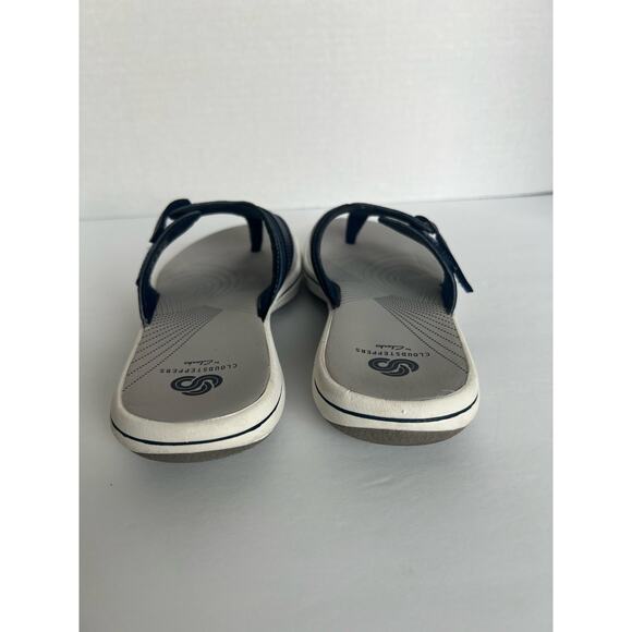 Clarks Cloud Steppers Navy Blue White and Gray Thong Sandal Shoes Size US 6 - Picture 4 of 9